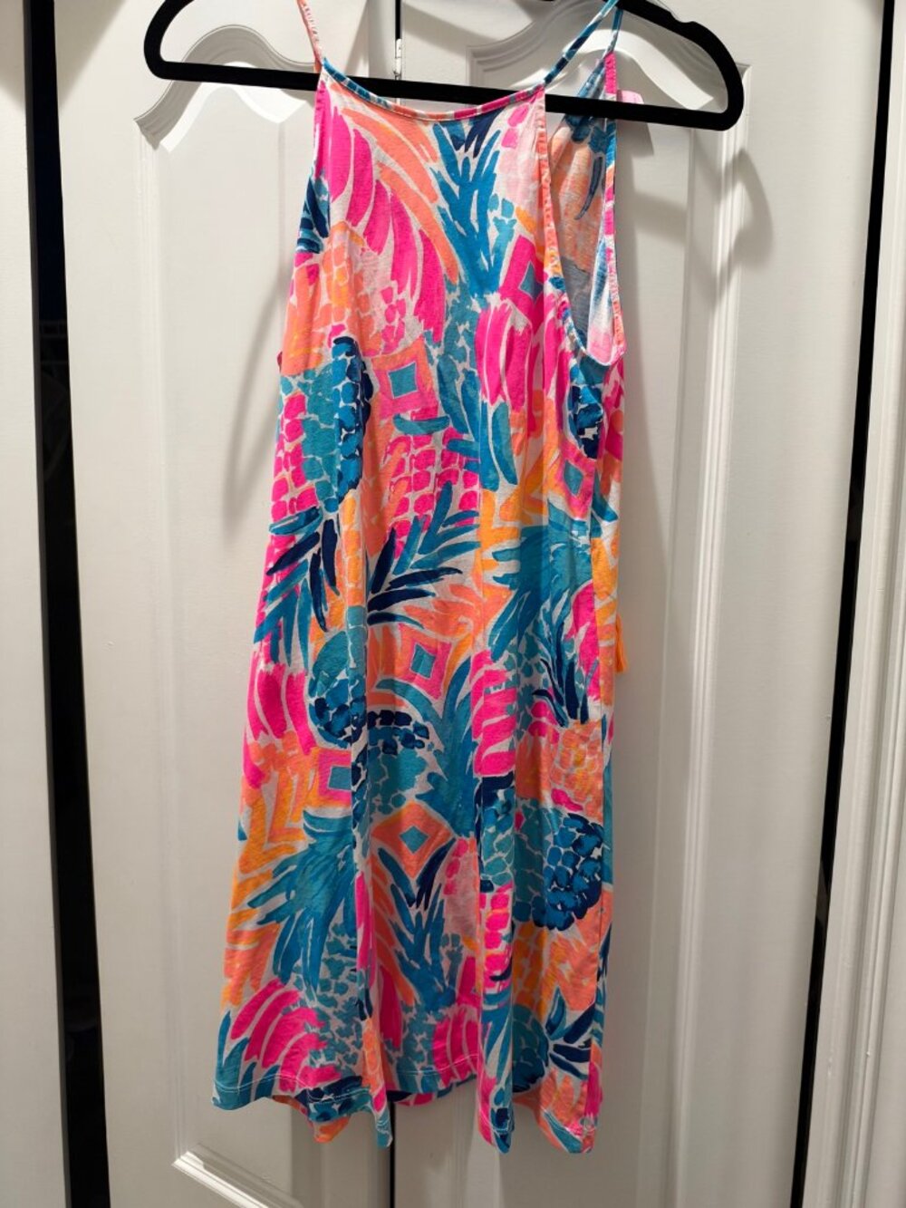Lilly Pulitzer Sleeveless Tunic — Pineapple Print with Tassel Ties, Size XS